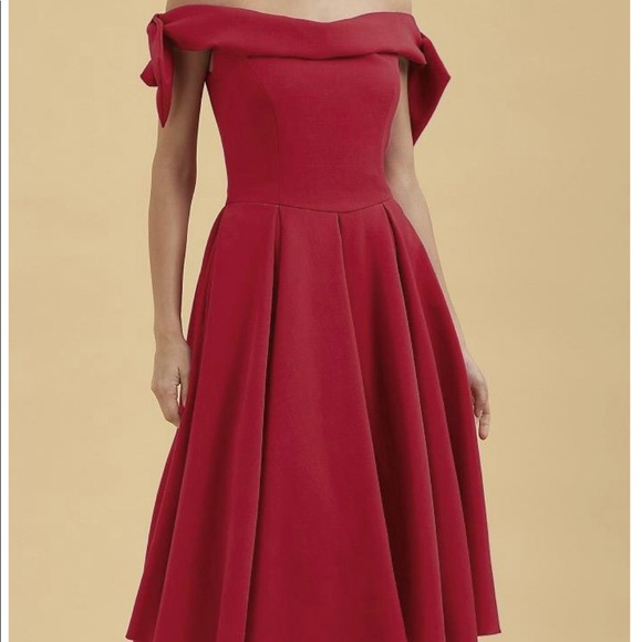 Off the shoulder zip back mid length dress - Picture 4 of 4